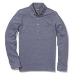 Atlantic Long-Sleeve Oxford Polo // Dark Blue (XL)
