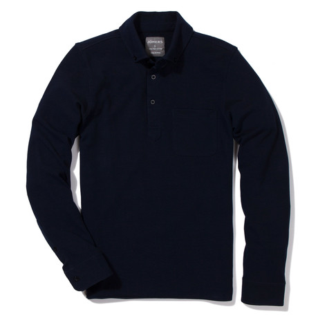 Lowell Long-Sleeve Oxford Polo // Navy (XS)