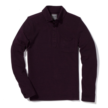 Merritt Long-Sleeve Oxford Polo // Burgundy (XS)
