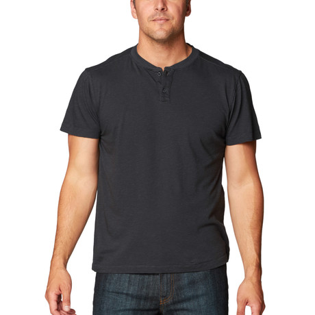 Miki S/S Henley Slub Stripe // Stretch Limo (S)