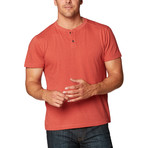 Miki S/S Henley Slub Stripe // Tandori Spice (L)