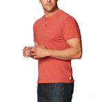 Miki S/S Henley Slub Stripe // Tandori Spice (L)