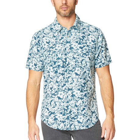 Isla Vista Bloom S/S Cotton + Linen Blend Woven // Indigo Fade (S)