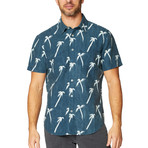Coachella Palm S/S Cotton + Linen Blend Woven // Indigo Fade (2XL)