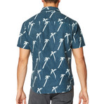 Coachella Palm S/S Cotton + Linen Blend Woven // Indigo Fade (2XL)