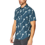 Coachella Palm S/S Cotton + Linen Blend Woven // Indigo Fade (2XL)