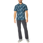 Coachella Palm S/S Cotton + Linen Blend Woven // Indigo Fade (2XL)