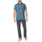 Bougainvillea Vine S/S Cotton + Linen Blend Woven // Indigo Fade (2XL)