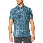 Bougainvillea Vine S/S Cotton + Linen Blend Woven // Indigo Fade (2XL)