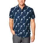 Coachella Palm S/S Cotton + Linen Blend Woven // Indigo Rinse (XL)