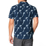 Coachella Palm S/S Cotton + Linen Blend Woven // Indigo Rinse (XL)