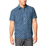 Bougainvillea Vine S/S Cotton + Linen Blend Woven // Indigo Rinse (2XL)