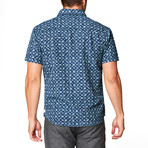 Bougainvillea Vine S/S Cotton + Linen Blend Woven // Indigo Rinse (2XL)