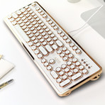 Retro Mechanical Keyboard // White + Gold