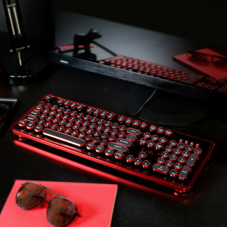 Retro Mechanical Keyboard // Black + Red