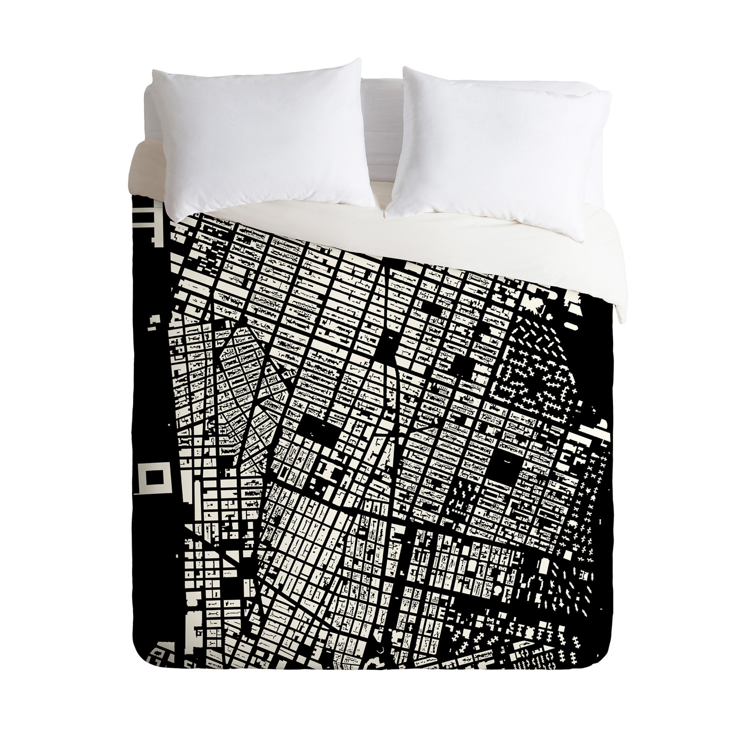 Nyc Duvet Cover Black Queen Cityfabric Inc For Deny