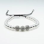 Macrame 3 Solitaire Bracelet // Silver