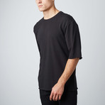 Half Sleeve Crewneck Sweater // Black (S)