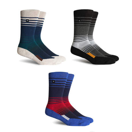 Birch Athletic Compression Socks // Black + Blue + Tan // Pack of 3