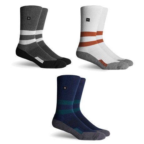 Leon Athletic Compression Socks // White + Navy + Charcoal // Pack of 3