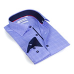 Solid Collar Tonal Plaid Button-Up // Blue (M)