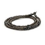 Triple Wrap Czech Glass Bracelet // Black (Small)