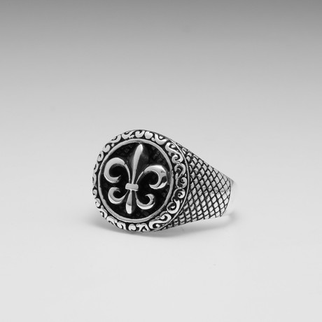 Sterling Silver Le Fleur De Lis Saints Ring // Silver (Size: 9)