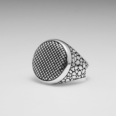 Sterling Silver Pebbled Stamp Ring // Silver (Size: 10)
