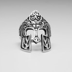 Sterling Silver Gladiator Helmet Ring // Silver (Size: : 7)