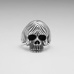 Sterling Silver Brushed Skull Ring // Silver (Size: 8)