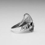 Sterling Silver Brushed Skull Ring // Silver (Size: 8)