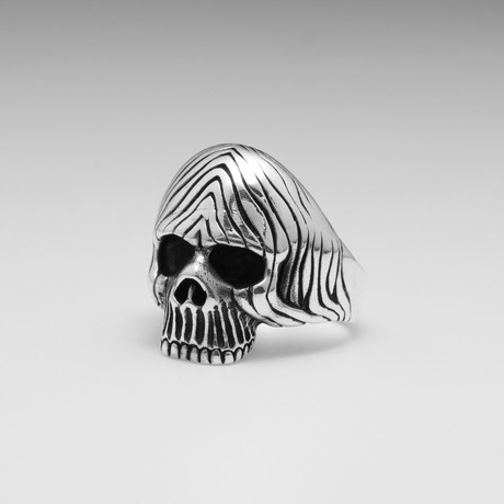 Sterling Silver Brushed Skull Ring // Silver (Size: 8)