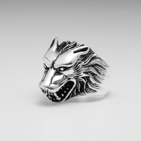 Sterling Silver Fox Head Ring // Silver (Size: 8)