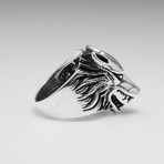 Sterling Silver Fox Head Ring // Silver (Size: 8)