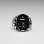 Sterling Silver Nautical Anchor Ring // Silver (Size: 8)