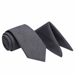 October Fog Tie + Pocket Square Set // Grey