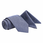 November Shine Tie + Pocket Square Set // Blue