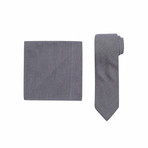 October Fog Tie + Pocket Square Set // Grey