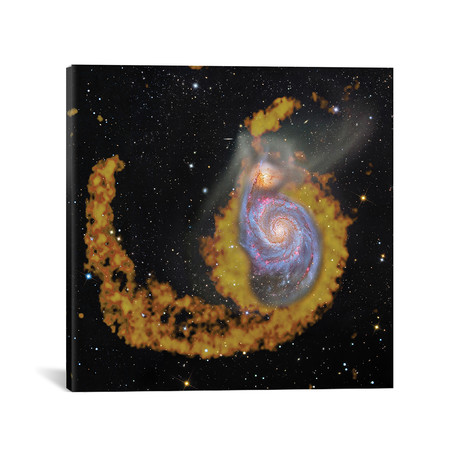 M51, The Whirlpool Galaxy Composite Radio Wave & Visible Light (18"W x 18"H x 0.75"D)