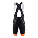 Verve Glow Bib Shorts // Black + Flourange (2XL)