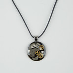 Fractured Watch Gear Necklace // Gunmetal