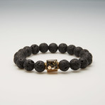 Lava + Brass Bead Bracelet // Black + Brass