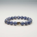 Sodalite + Sterling Silver Bead Bracelet // Blue + White + Silver