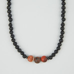 Lava + Jasper Bead Necklace // Black + Red