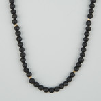 Lava Bead Necklace // Black + Brass