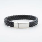 Buckle Wide Braided Bracelet // Black (Brown)