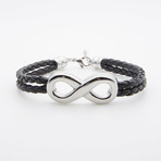 Buckle Two Row Braided Bracelet // Black