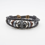 Fleur De Lis Three Row Braided Bracelet // Black