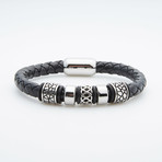 Magnetic Clasp Braided Charm Bracelet // Black