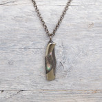 Mother of Pearl Knife + Silver Chain // Black